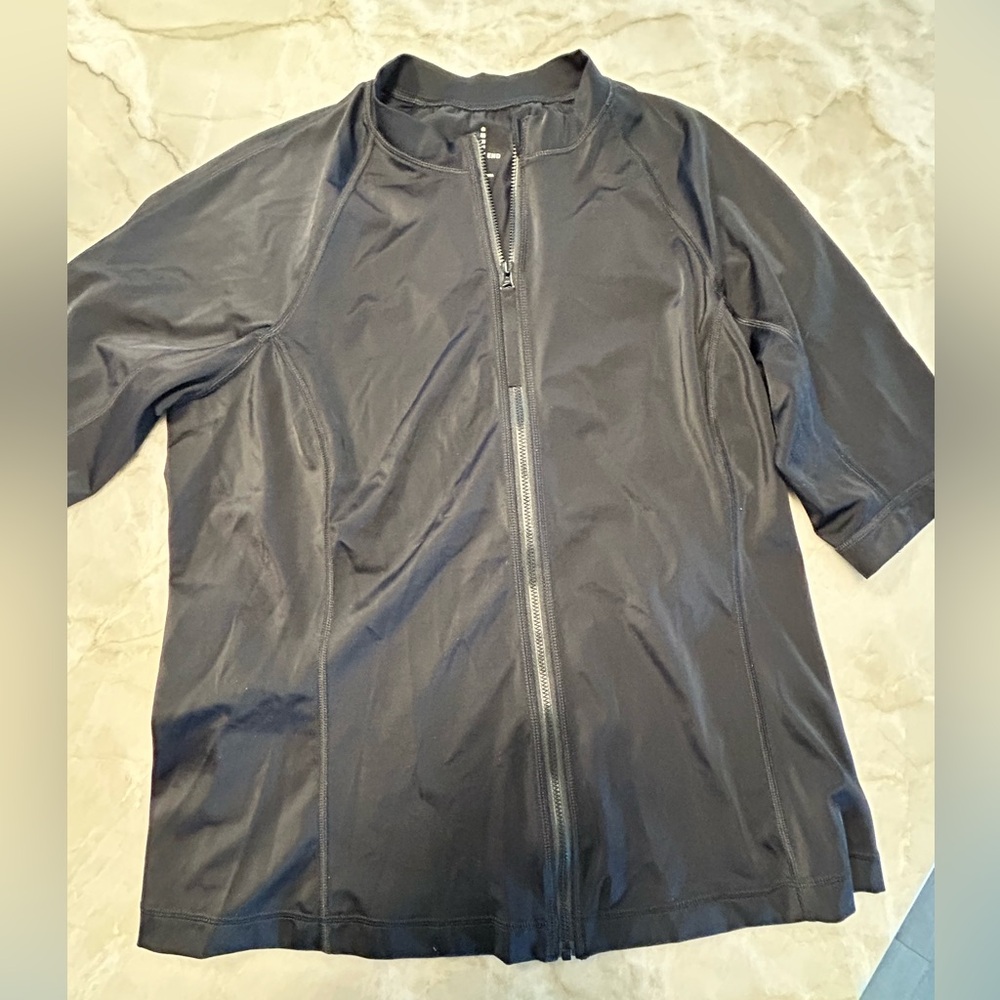 Lands' End Black Zip-Up Rash Guard